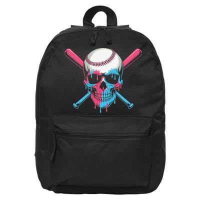 Ice Cream Baseball Fun Summer Sports Dessert Dripping Skull 16 in Basic Backpack