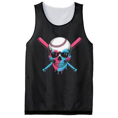 Ice Cream Baseball Fun Summer Sports Dessert Dripping Skull Mesh Reversible Basketball Jersey Tank