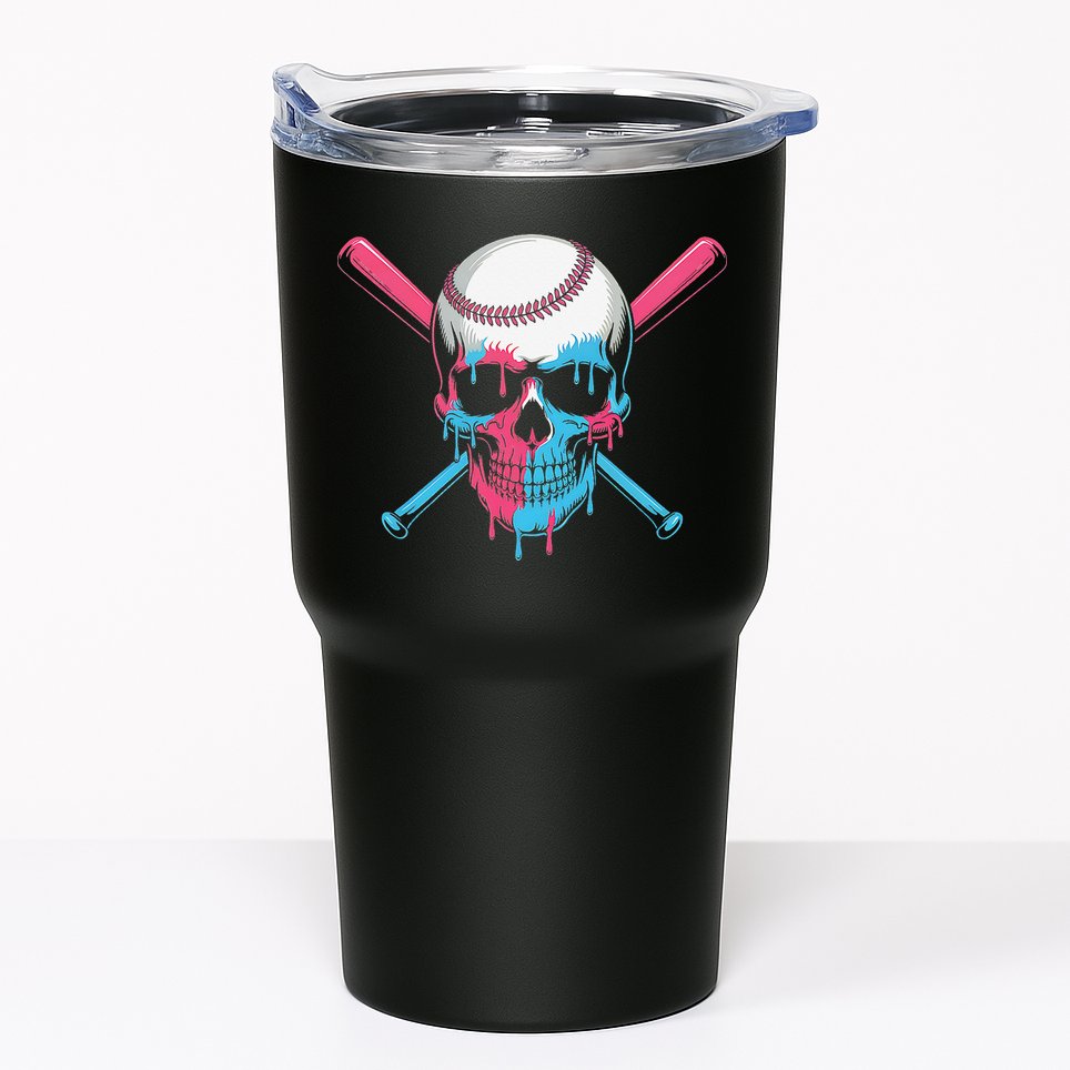 Ice Cream Baseball Fun Summer Sports Dessert Dripping Skull Tumbler