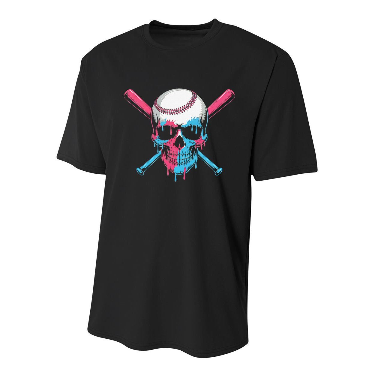 Ice Cream Baseball Fun Summer Sports Dessert Dripping Skull Youth Performance Sprint T-Shirt