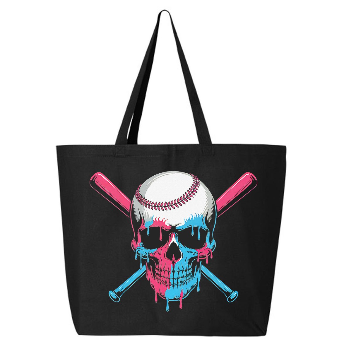 Ice Cream Baseball Fun Summer Sports Dessert Dripping Skull 25L Jumbo Tote
