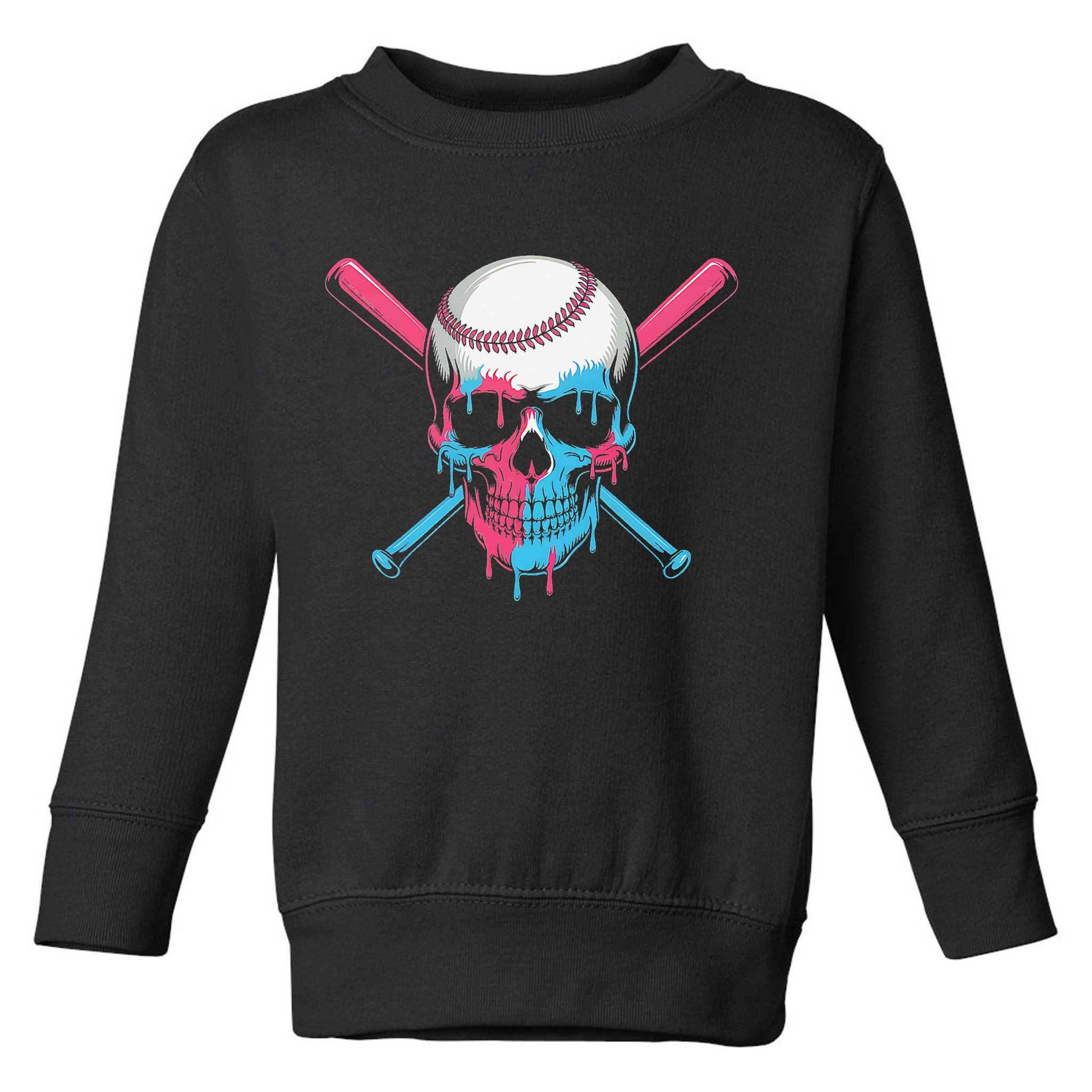 Ice Cream Baseball Fun Summer Sports Dessert Dripping Skull Toddler Sweatshirt