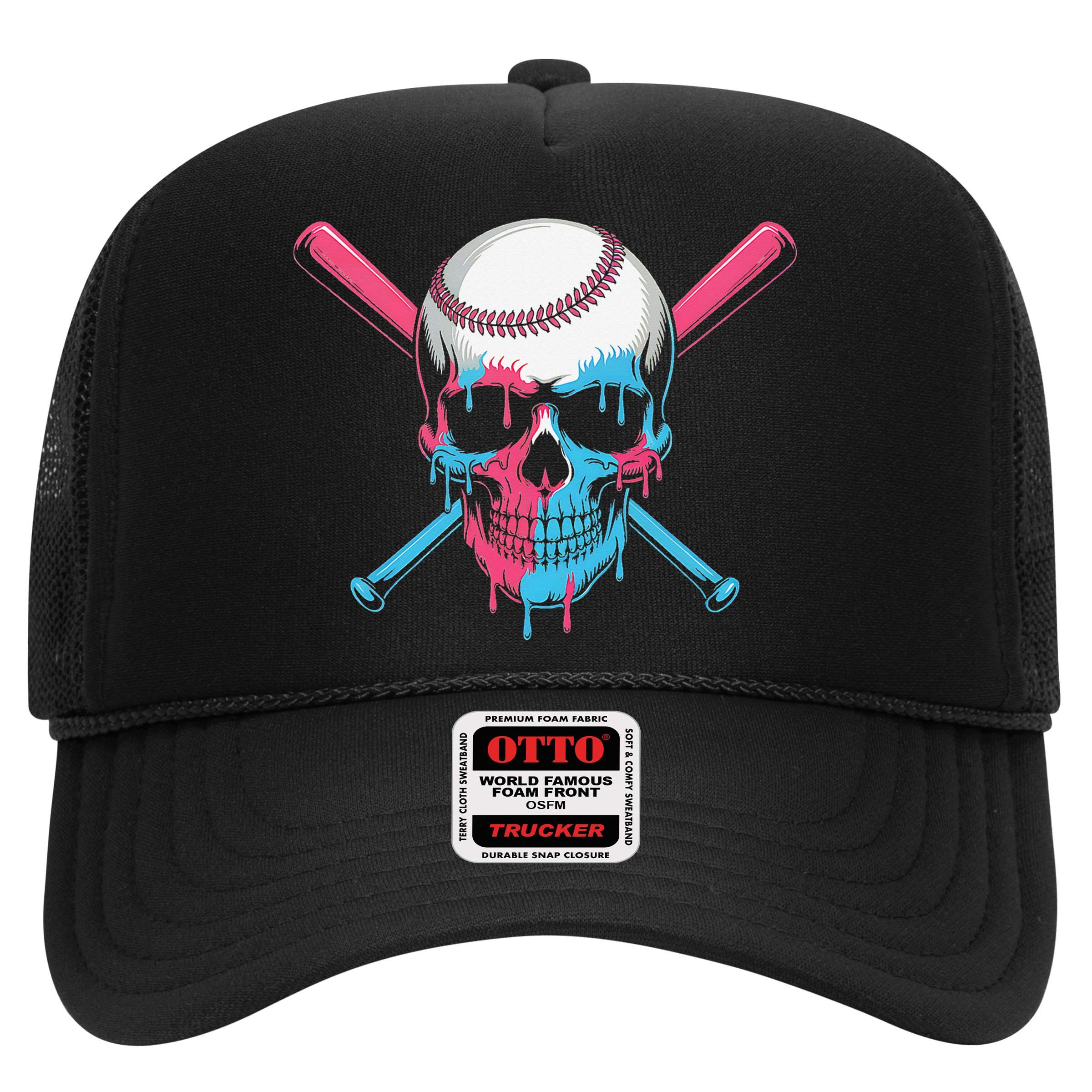Ice Cream Baseball Fun Summer Sports Dessert Dripping Skull Hat
