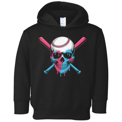 Ice Cream Baseball Fun Summer Sports Dessert Dripping Skull Toddler Hoodie