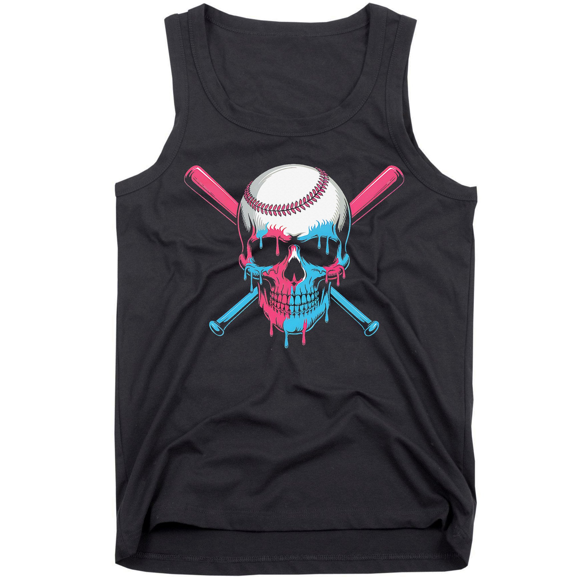 Ice Cream Baseball Fun Summer Sports Dessert Dripping Skull Tank Top