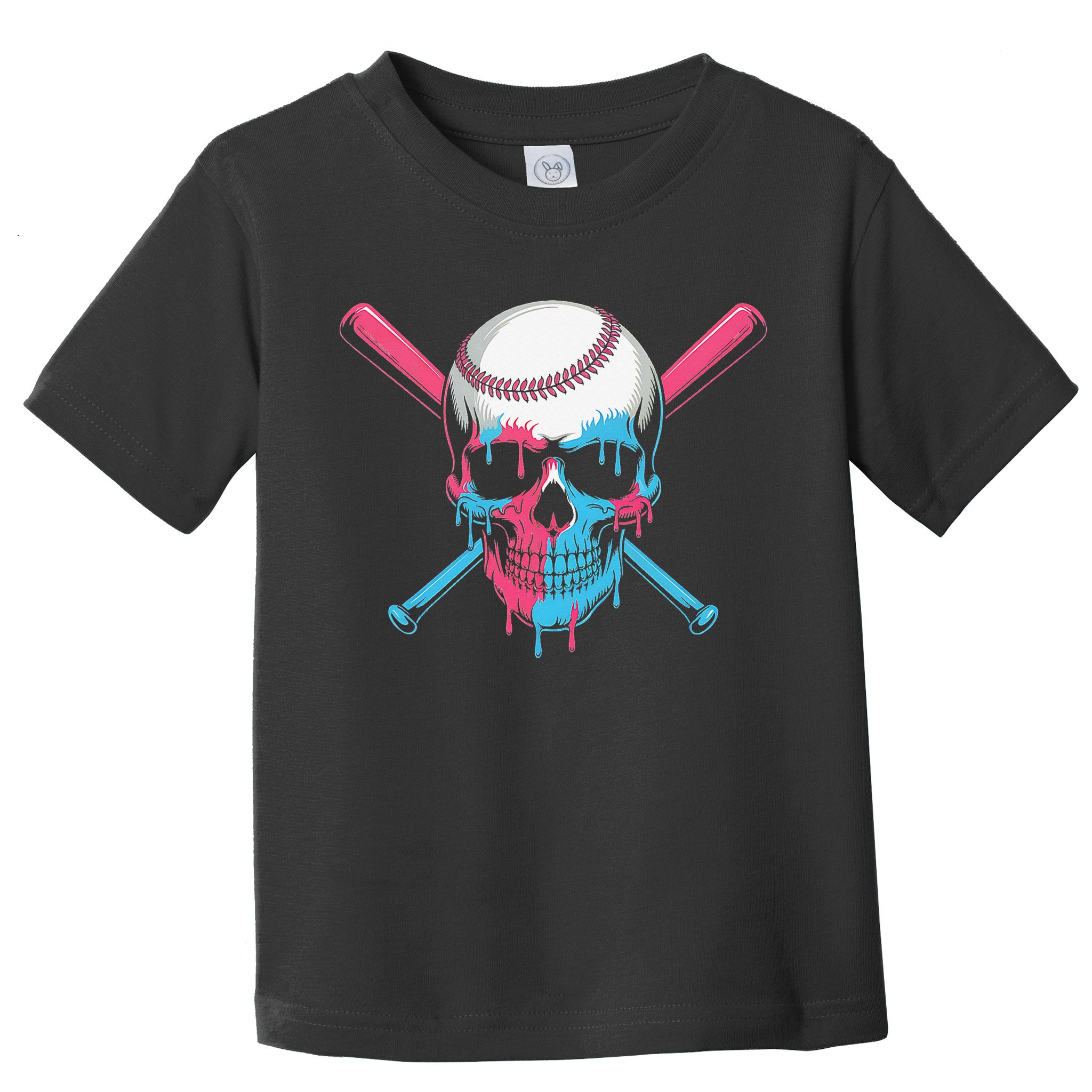 Ice Cream Baseball Fun Summer Sports Dessert Dripping Skull Toddler T-Shirt