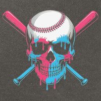 Ice Cream Baseball Fun Summer Sports Dessert Dripping Skull Cotton Canvas Backpack