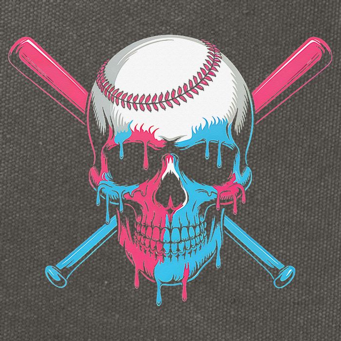 Ice Cream Baseball Fun Summer Sports Dessert Dripping Skull Cotton Canvas Backpack