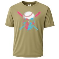 Ice Cream Baseball Fun Summer Sports Dessert Dripping Skull Cooling Performance Crew T-Shirt