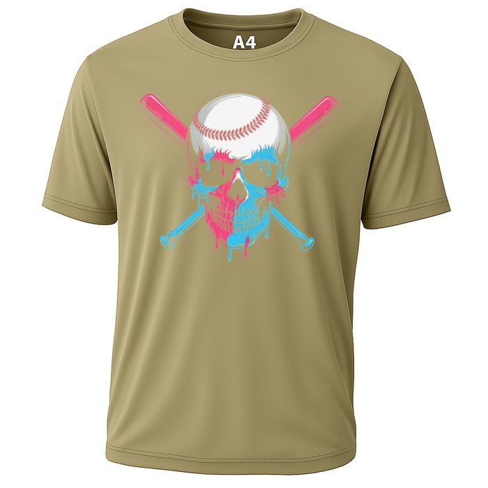 Ice Cream Baseball Fun Summer Sports Dessert Dripping Skull Cooling Performance Crew T-Shirt