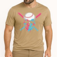 Ice Cream Baseball Fun Summer Sports Dessert Dripping Skull Cooling Performance Crew T-Shirt