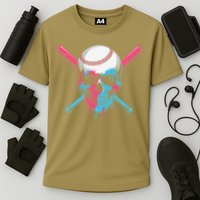 Ice Cream Baseball Fun Summer Sports Dessert Dripping Skull Cooling Performance Crew T-Shirt