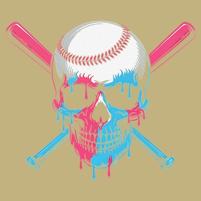 Ice Cream Baseball Fun Summer Sports Dessert Dripping Skull T-Shirt