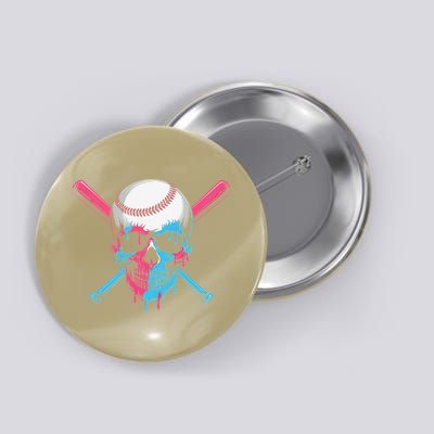 Ice Cream Baseball Fun Summer Sports Dessert Dripping Skull Button