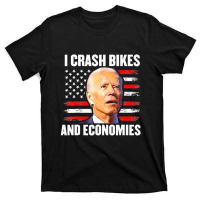 I Crash Bikes And Economies Joe Biden Falling Off Bike T-Shirt