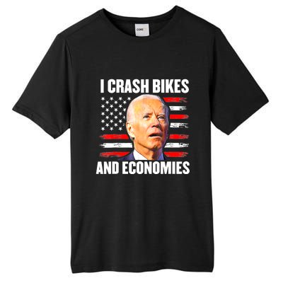 I Crash Bikes And Economies Joe Biden Falling Off Bike Tall Fusion ChromaSoft Performance T-Shirt