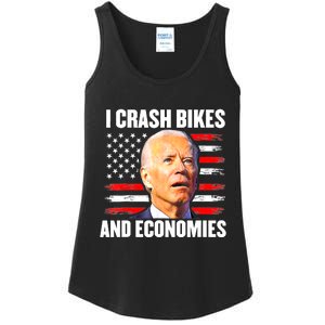 I Crash Bikes And Economies Joe Biden Falling Off Bike Ladies Essential Tank