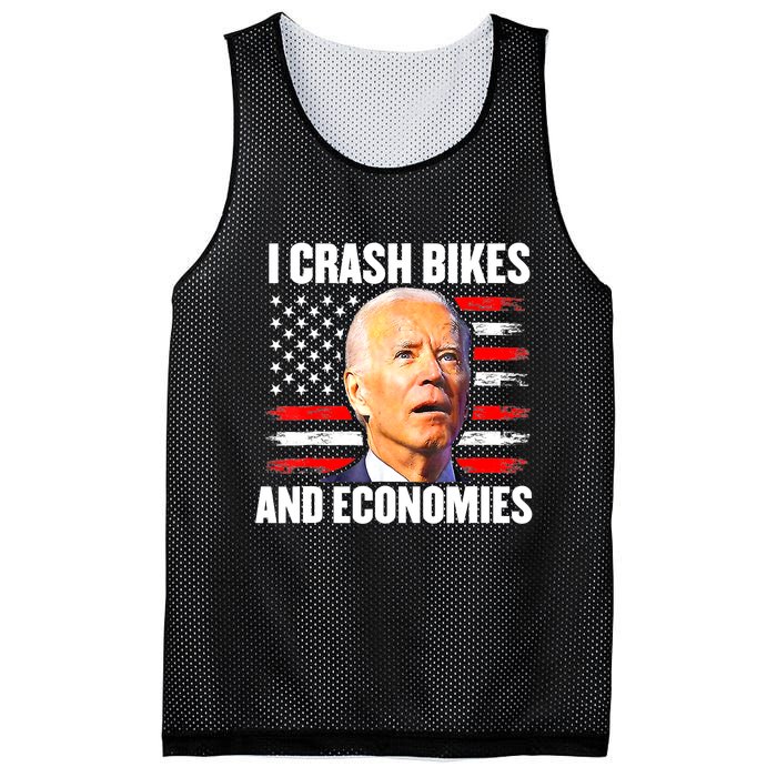 I Crash Bikes And Economies Joe Biden Falling Off Bike Mesh Reversible Basketball Jersey Tank