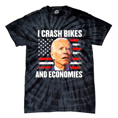 I Crash Bikes And Economies Joe Biden Falling Off Bike Tie-Dye T-Shirt