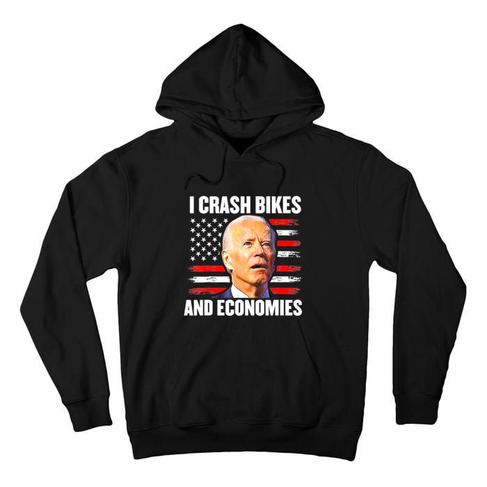 I Crash Bikes And Economies Joe Biden Falling Off Bike Tall Hoodie