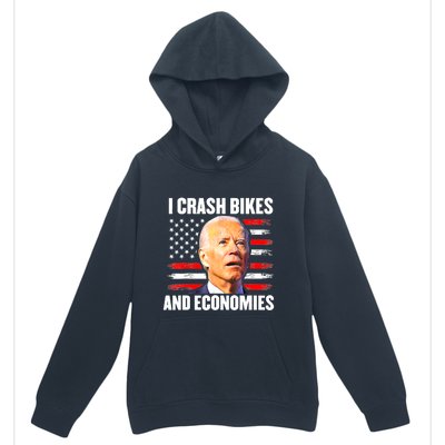 I Crash Bikes And Economies Joe Biden Falling Off Bike Urban Pullover Hoodie