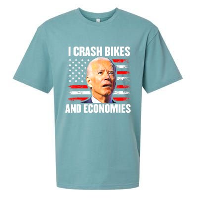 I Crash Bikes And Economies Joe Biden Falling Off Bike Sueded Cloud Jersey T-Shirt