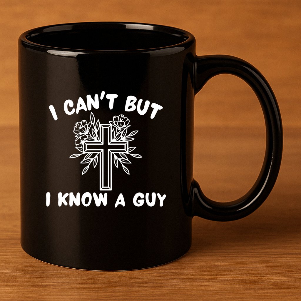 I CanT But I Know A Guy Jesus Cross Funny Christian 11oz C Handle Ceramic Mug