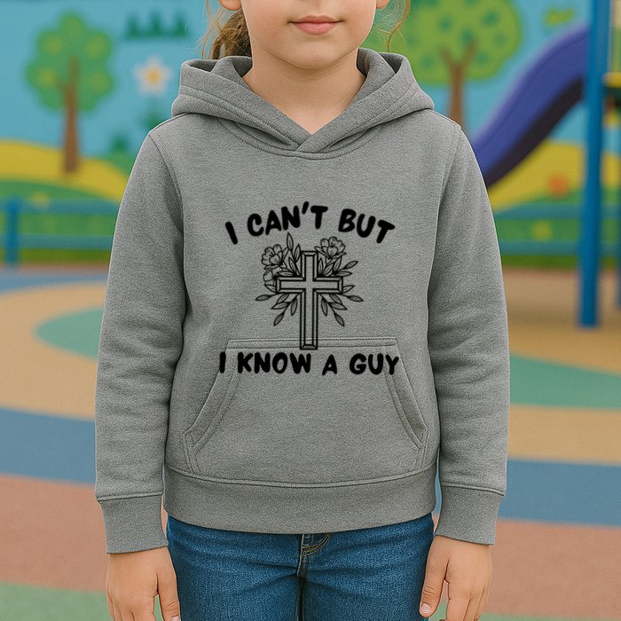 I CanT But I Know A Guy Jesus Cross Funny Christian Kids Hoodie