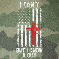 I Can't But I Know A Guy Jesus Cross Christian USA Flag Legacy Tie Dye Trucker Hat