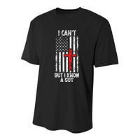 I Can't But I Know A Guy Jesus Cross Christian USA Flag Youth Performance Sprint T-Shirt