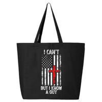 I Can't But I Know A Guy Jesus Cross Christian USA Flag 25L Jumbo Tote