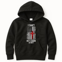 I Can't But I Know A Guy Jesus Cross Christian USA Flag Kids Hoodie