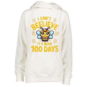 I CanT Believe Its Been 100 Days Funny Bee 100th Day School Womens Funnel Neck Pullover Hood