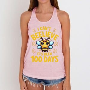 I CanT Believe Its Been 100 Days Funny Bee 100th Day School Women's Knotted Racerback Tank