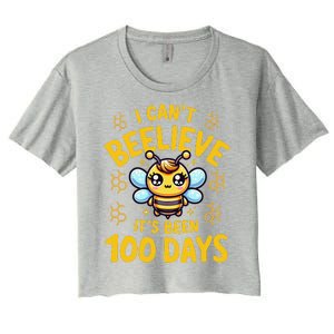 I CanT Believe Its Been 100 Days Funny Bee 100th Day School Women's Crop Top Tee