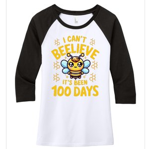 I CanT Believe Its Been 100 Days Funny Bee 100th Day School Women's Tri-Blend 3/4-Sleeve Raglan Shirt