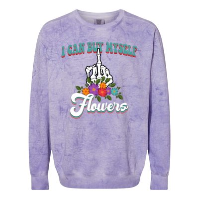 I Can Buy Myself Flowers Middle Finger Floral Colorblast Crewneck Sweatshirt