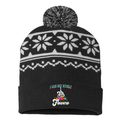 I Can Buy Myself Flowers Middle Finger Floral USA-Made Snowflake Beanie