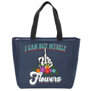 I Can Buy Myself Flowers Middle Finger Floral Zip Tote Bag