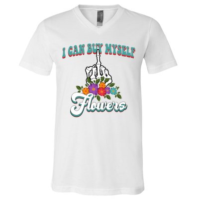 I Can Buy Myself Flowers Middle Finger Floral V-Neck T-Shirt