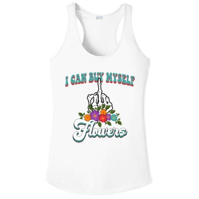 I Can Buy Myself Flowers Middle Finger Floral Ladies PosiCharge Competitor Racerback Tank