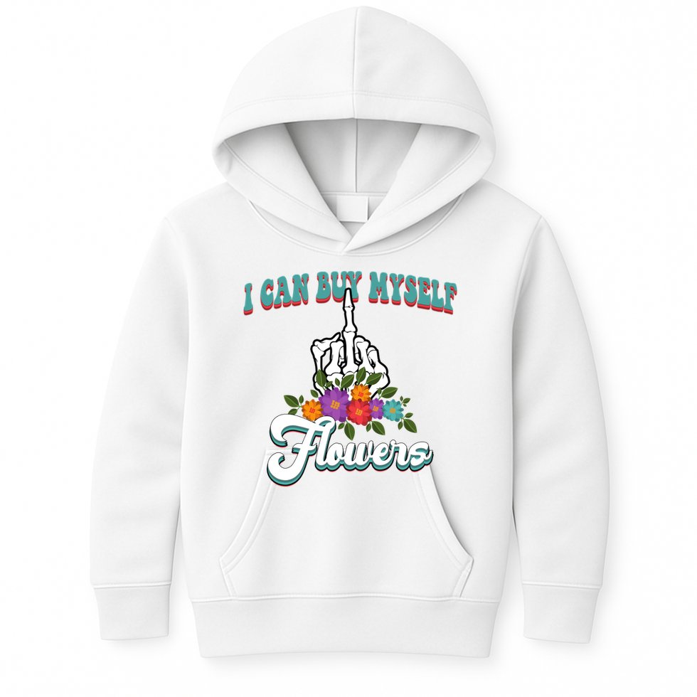 I Can Buy Myself Flowers Middle Finger Floral Kids Hoodie