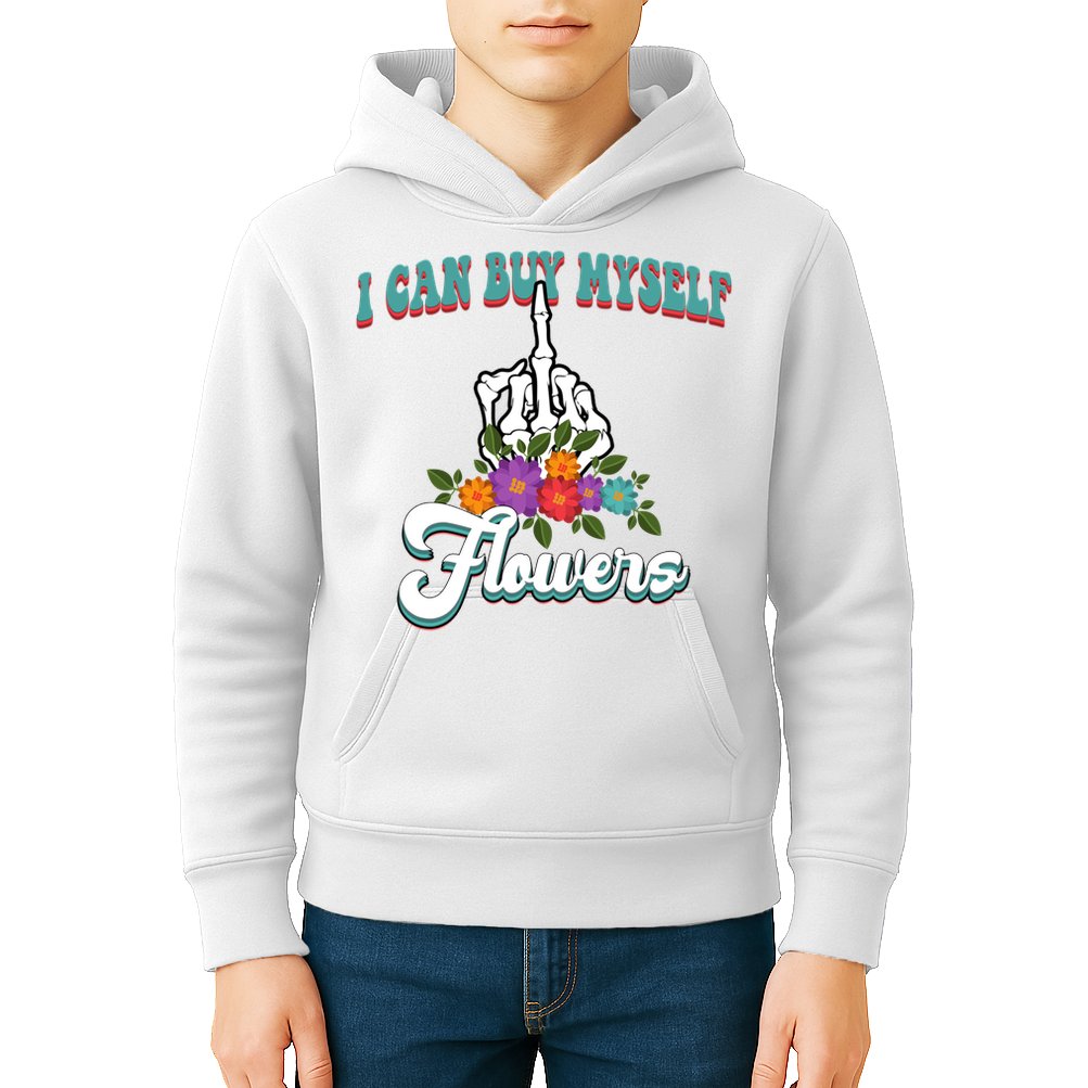 I Can Buy Myself Flowers Middle Finger Floral Kids Hoodie