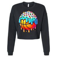 Ice Cream Basketball Drip Basketball Stuff Cropped Pullover Crew