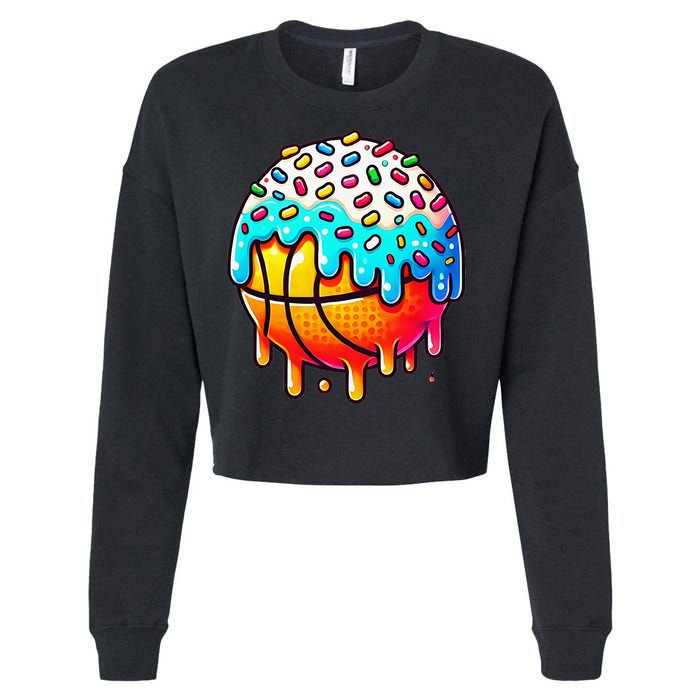 Ice Cream Basketball Drip Basketball Stuff Cropped Pullover Crew