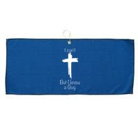 I Cant But I Know A Guy Funny Jesus Cross Christian Large Microfiber Waffle Golf Towel