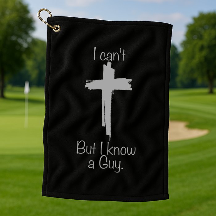 I Cant But I Know A Guy Funny Jesus Cross Christian Golf Towel