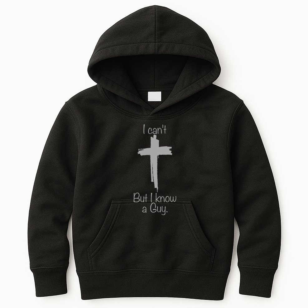 I Cant But I Know A Guy Funny Jesus Cross Christian Kids Hoodie