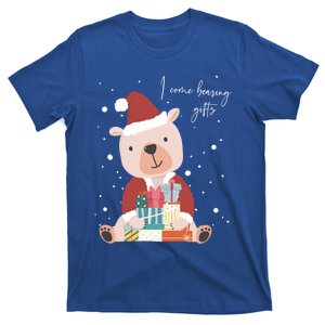 I Come Bearing Funny Gift Funny Christmas Santa Claus Polar Bear Gift T-Shirt