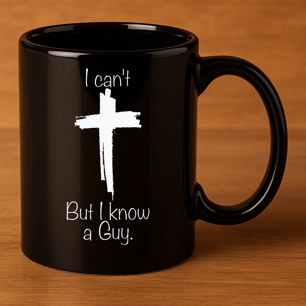 I Can't But I Know A Guy Jesus Cross Funny Christian 11oz C Handle Ceramic Mug